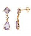 Salvatore Plata Earrings - Caramel Gold Pendants with Amethyst and White Topaz