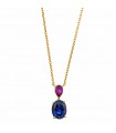 Salvatore Plata Necklace - Vibrant with Synthetic Sapphire and Pink Cubic Zirconia Pendant