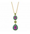 Salvatore Plata Necklace - Vibrant in 925% Gold Plated Silver with Peridot and Green Synthetic Diamonds