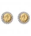 Etruscan Itaca Lobe Earrings in 925% Gold Plated Silver with Disc and Cubic Zirconia