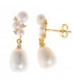 Salvatore Plata Earrings - Minijewels Pendants in 925% Golden Silver with Pearls and Cubic Zirconia