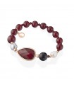 Bracciale Lelune Glamour - Carmen con Agata Nera e Cristalli Rossi - 18 centimetri