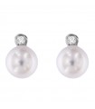 Orecchini Coscia da Donna - in Oro Bianco 18 Carati con Perle Australia e Diamanti 0,34 Ct