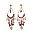 Rajola - Tindari Pendant Earrings in 925% Gold Plated Silver with Rose Quartz and Tourmaline