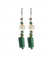 Rajola Earrings - Dance Pendants with Pearls and Malachite