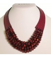 Rajola Necklace - Must Multistrand in Red Leather with Garnet Red Tiger Eye