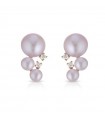 Coscia Earrings - in 18K Rose Gold with 3.5-7mm Pink Freshwater Pearls and Natural Diamonds - 0