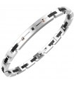 Zancan - Hi-Teck Bracelet in 316L Steel with Rosé PVD Screws and Black Zircon