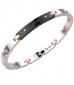 Bracciale Zancan - in Acciaio 316L con Maglie Rose Gold e Targa Centrale Nera