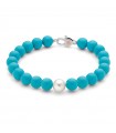 Miluna Bracelet - Earth and Sea with Turquoise Cluster and Pearl 8.5-9 mm - 0