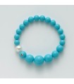 Miluna Bracelet - Earth and Sea with Turquoise Agglomerate and Pearl 9.5-10 mm - 0