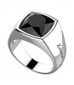 Zancan Ring - Cosmo-Square Chevalier in 925% Silver with Faceted Black Onyx - Size 20