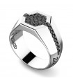 Zancan Ring - Cosmopolitan in 316L Steel with Black Spinel Pavé - Size 23