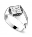 Zancan Ring - Insignia 925 in 925% Silver with Compass Rose and Black Spinels - Size 24