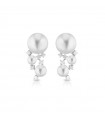 Coscia Earrings - in 18K White Gold with 3.5-7.5 mm Freshwater Pearls and Natural Diamonds - 0