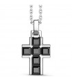 Zancan Necklace - Insignia 925 in 925% Silver with Cross and Black Stones