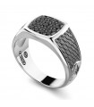 Zancan Ring - Cosmo Light in 925% Silver with Black Spinels and Compass Rose - Size 20