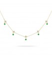 Rue Des Mille Choker - Essence Gold with 5 Four-Leaf Clover and Green Zircons