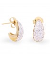 Rue Des Mille Earrings - Cleo Gold Drop-Shaped Earrings with White Zircon Pavè