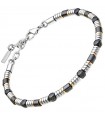 Zancan Bracelet - Hi-Teck in 316L Steel with Faceted Onyx Spheres