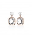 Lelune Glamour Earrings - Carmen Pendants in 925% Rose Silver with Freshwater Pearls and Rock Crystals - 0