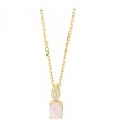 Boccadamo - Sophie Necklace in 925% Gold Plated Silver with Rose Quartz and Zircons