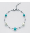 Miluna Bracelet with Pearls and Turquoise Agglomerate for Woman - 0