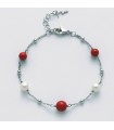 Bracciale Miluna da Donna - Terra e Mare con Perle ed Agglomerato Corallo color Rosso