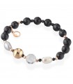 Bracciale Lelune Glamour - Carmen Rose Gold con Agata Nera e Cristallo di Rocca