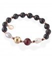 Bracciale Lelune Glamour - Carmen Rose Gold con Agata Nera e Giada Rossa