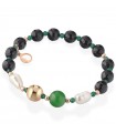 Bracciale Lelune Glamour - Carmen Rose Gold con Agata Nera e Giada Verde