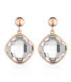 Lelune Glamor Earrings - Carmen Rose Gold Pendants with Rock Crystal