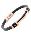 Bracciale Zancan - Hi-Teck in Silicone Nero con Targa PVD Rose Gold e Cristalli Bianchi