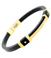 Bracciale Zancan - Hi-Teck in Silicone Nero con Targa PVD Gold e Cristalli Bianchi