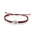 Bracciale Lelune Glamour - Black Moon in Cordino Bordeaux con Perla Tahiti 9-10 mm e Zirconi