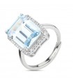 Boccadamo Ring for Women - Sophie Adjustable with Aquamarine Zircon and White Zircons