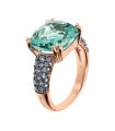 Bronzallure Ring - Precious Rose Gold with Green Square Gem Prism - Size 14