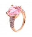 Anello Bronzallure - Preziosa Rose Gold con Prisma Gem Quadrata Rosa - Misura 12