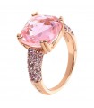 Bronzallure Ring - Precious Rose Gold with Pink Square Gem Prism - Size 14