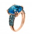 Bronzallure Ring - Precious Rose Gold with Blue Square Gem Prism - Size 12