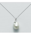Nimei Woman's Necklace - in White Gold with Baroque Pearl and Diamonds - 0