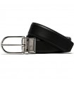 Pineider Men's Belt - Daily 23 Reversible in Black-Green Leather with Oval Buckle