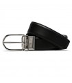 Pineider Men's Belt - Daily 23 Reversible in Black-Brown Leather with Rectangular Buckle