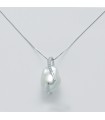 Nimei Woman's Necklace - in White Gold with Baroque Pearl and Diamonds - 0