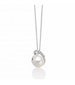 Miluna Necklace - 18K White Gold Necklace Freshwater Pearl and Natural Diamonds - 0