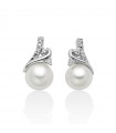 Miluna Earrings - in 18K White Gold with 7.5-8mm Pearls and Natural Diamonds - 0