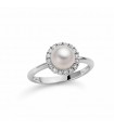 Miluna Ring - in 18K White Gold with 7-7.5mm Pearl and Natural Diamonds - 0