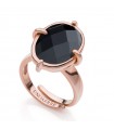 Unoaerre Ring - Fashion Jewelery Rose Gold with Black Crystal