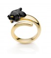 Unoaerre Ring - Fashion Jewelery Gold with Enamelled Panther Head