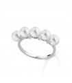 Thigh Ring - in 18K White Gold with 4.55mm Freshwater Pearls and Natural Diamonds - 0